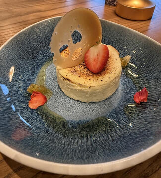Greek Yogurt Basque Cheesecake, Taverna Flora at the Universal Helios Grand Hotel