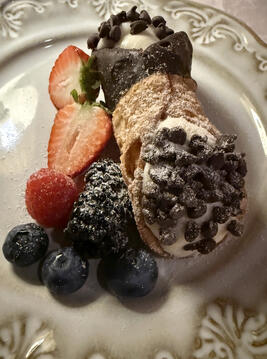 Cannoli with ricotta chocolate chip filling, Mama Della's Ristorante at the Loews Portofino Bay Hotel