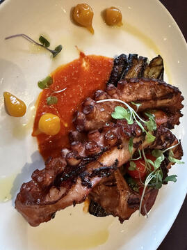 Charred Octopus with romesco sauce, Casa Bella at the Rosen Shingle Creek resort